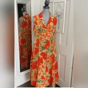 Vintage D.G.I by Danian Tropical Maxi Floral Dress/Halter Criss Crossback 14